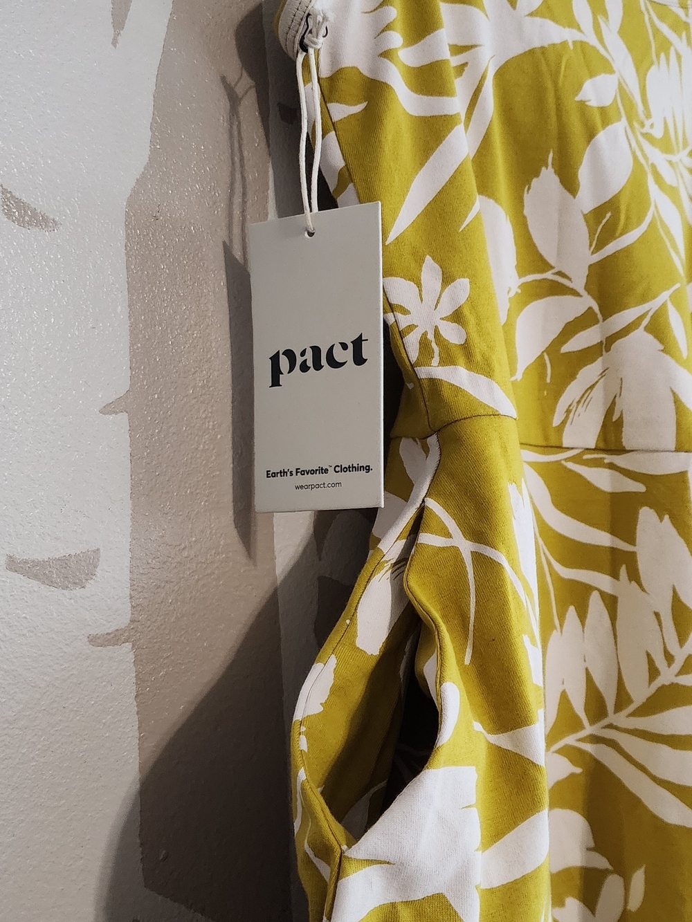 Pact: Tropical Palms Chartreuse Midi Dress - Picture 2 of 4